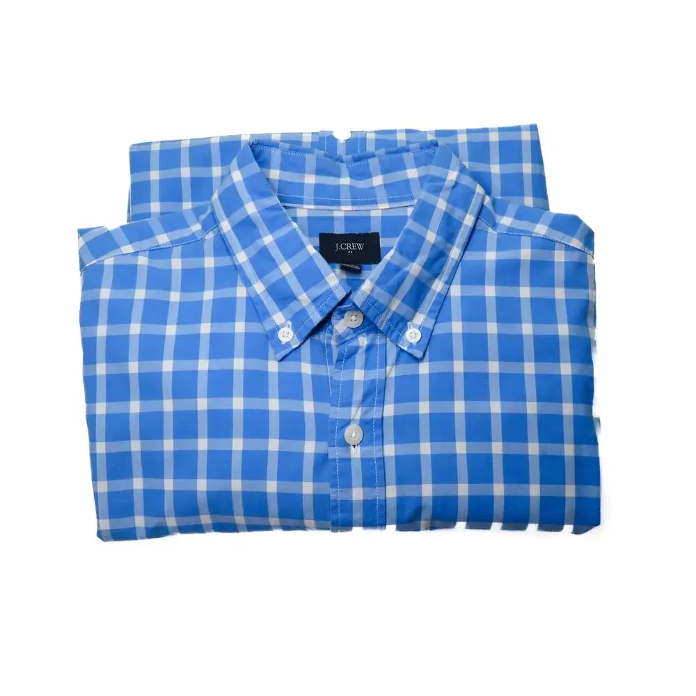 J. Crew Men's Blue & White Plaid Button Up Shirt Medium Classic Preppy Medium
